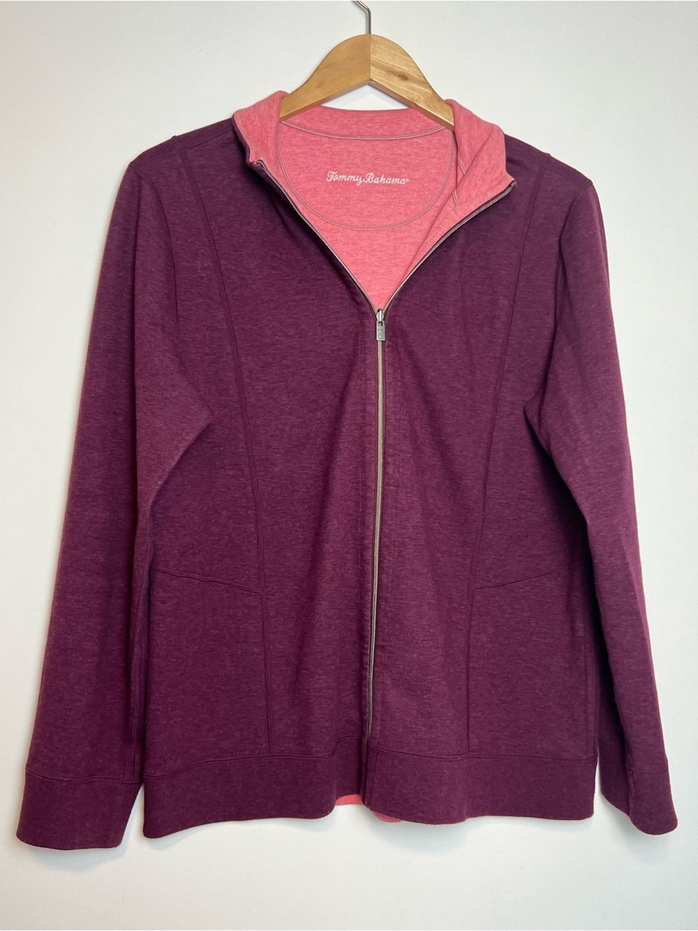 Tommy Bahama Full Zip Jacket in Plum and Rose Size Large